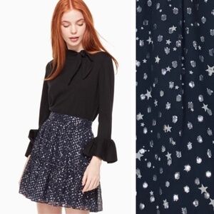Kate Spade Night Sky Lurex Dot Navy Skirt